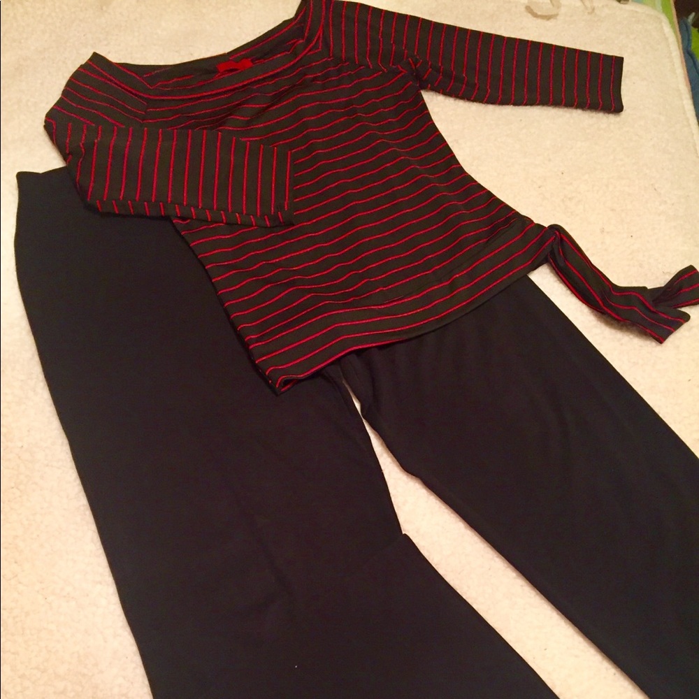 Black/Red striped blouse